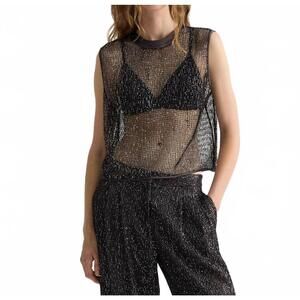 NEW TWP short muscle tank top in dark chocolate/silver